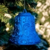Изображение Елочное украшение Колокольчик с рисунком 100мм Синий  интернет магазин Иватек ivatec.ru